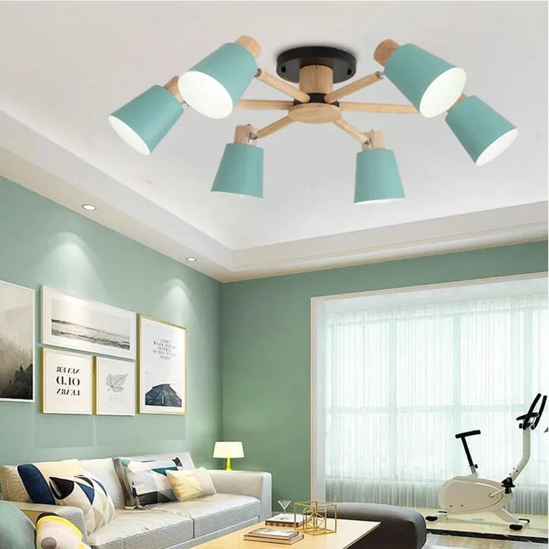 Simple modern solid wood Nordic chandelier - vue 4 sur 18