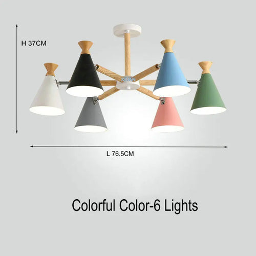Nordic wooden pendant light for interior decor - vue 15 sur 26