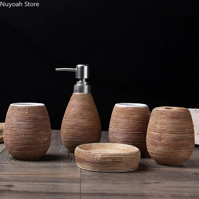 five-piece decorative ceramic bathroom bottle