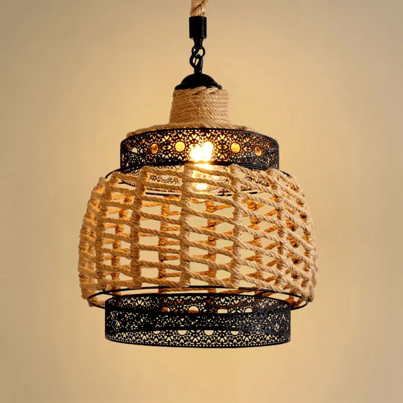 Adjustable vintage hemp chandelier for living room and restaurant
