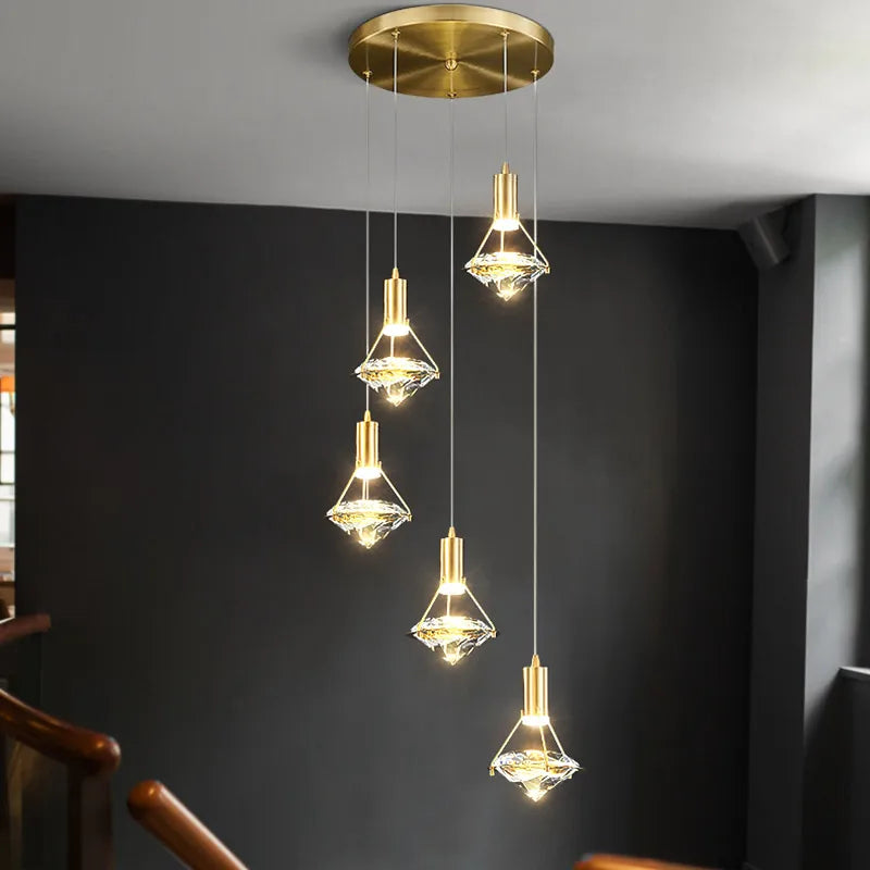 Customisable postmodern crystal LED chandelier - vue 3 sur 10