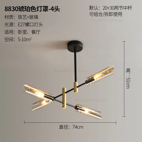 Nordic glass chandelier with creative design - vue 9 sur 12