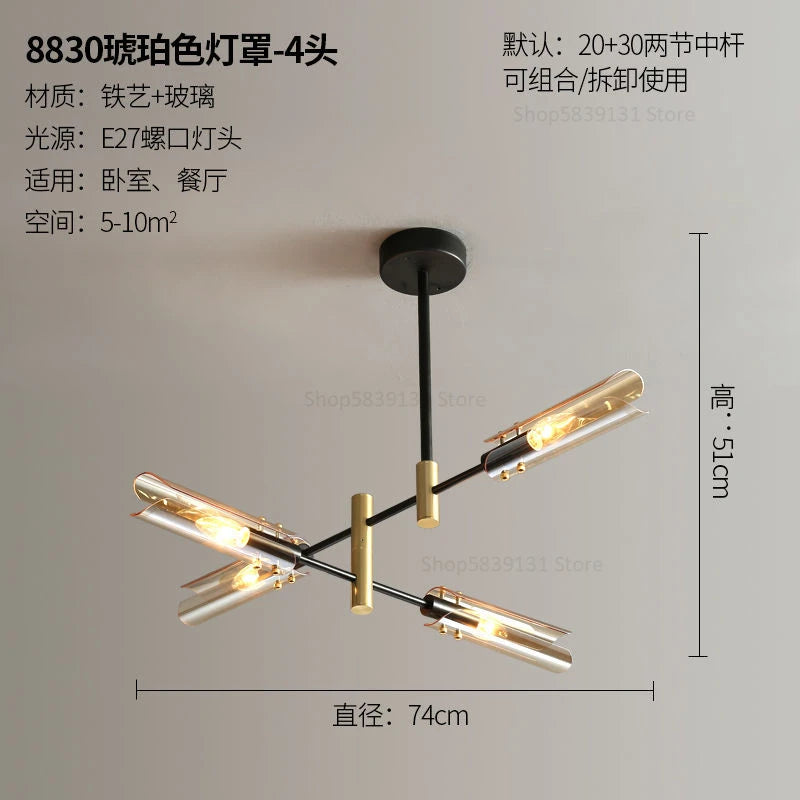 Nordic glass chandelier with creative design - vue 8 sur 12