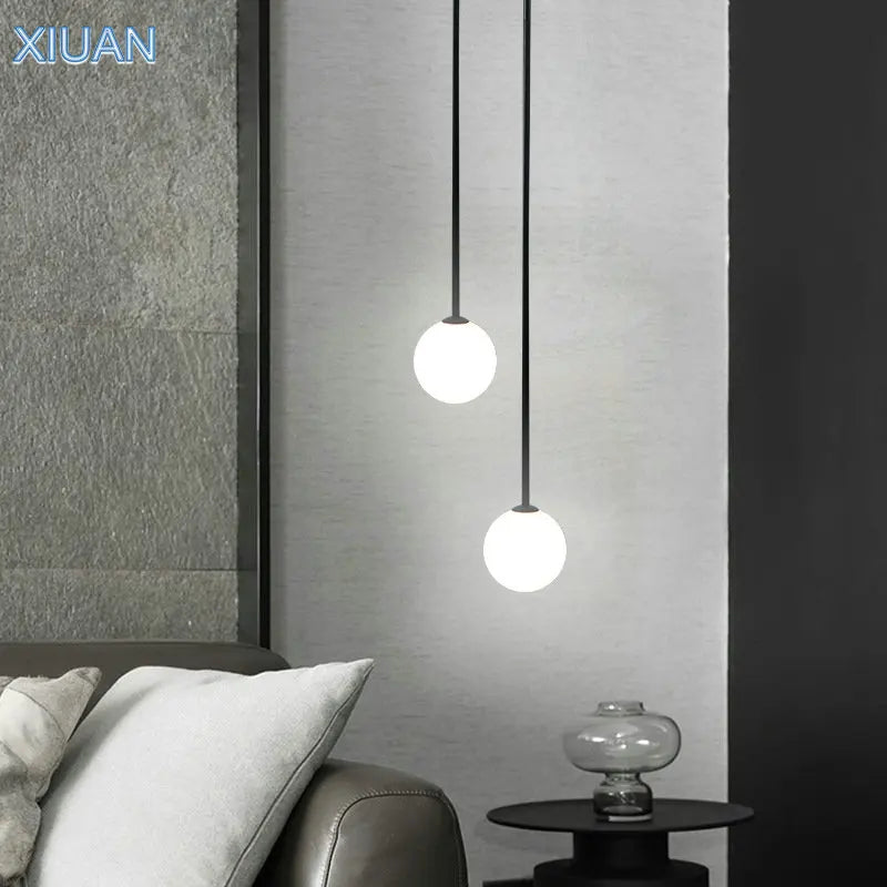 Creative Nordic milky glass pendant lights for bar lighting - vue 3 sur 11