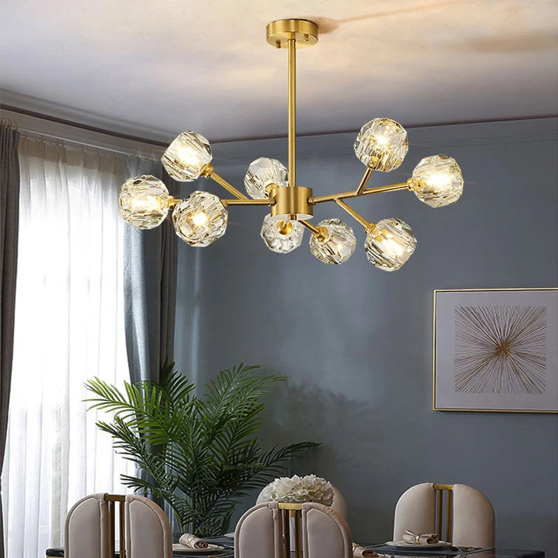 Modern copper crystal chandelier for refined lighting