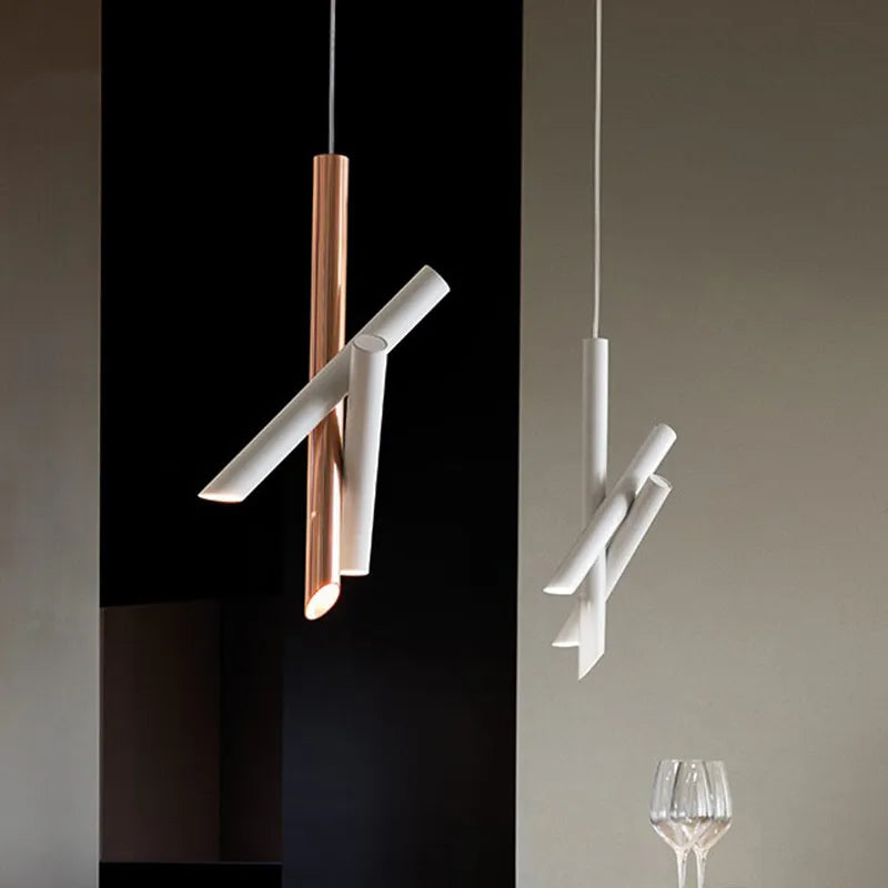Modern metal pendant light with creative tube design for interiors