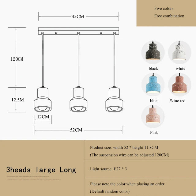 Modern terrazzo pendant light, Nordic design, multiple colours, LED