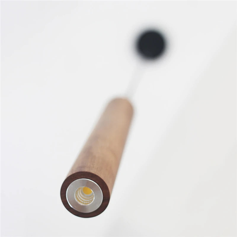 Modern wood pendant light with integrated LED lighting