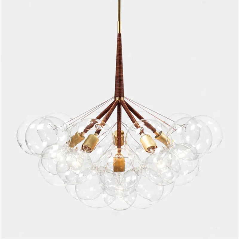 Nordic chandelier with coffee wires and glass lamps - vue 3 sur 9