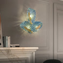 Art deco copper and blue glass wall light with elegant design