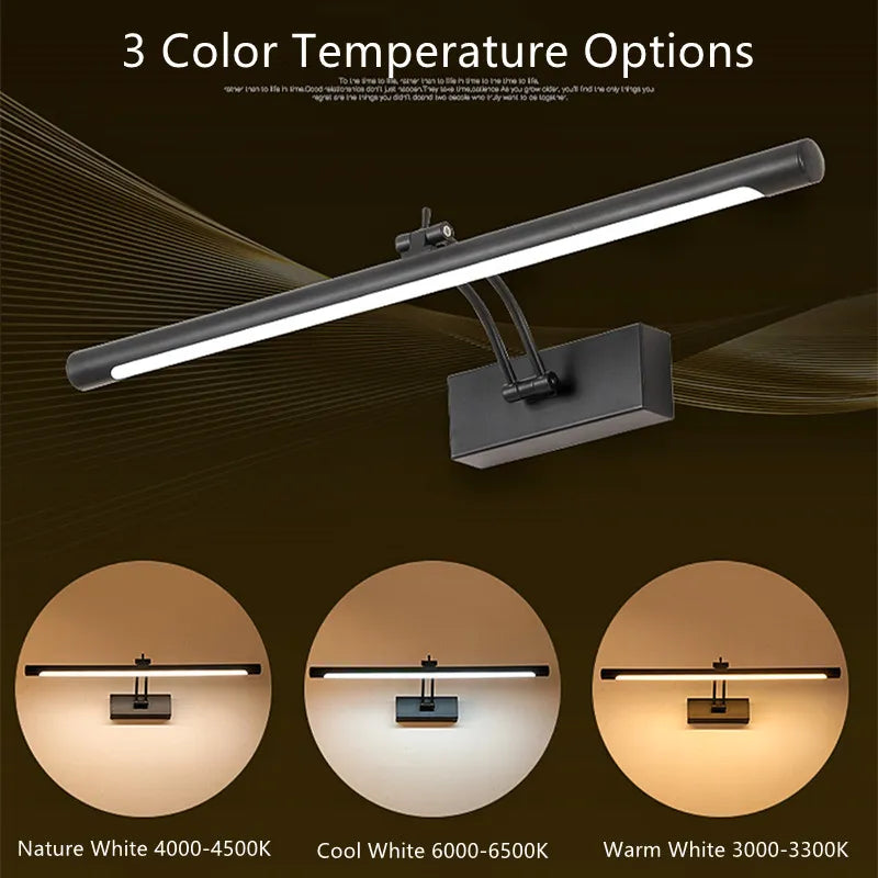 Modern bathroom mirror wall light waterproof dimmable - vue 3 sur 10