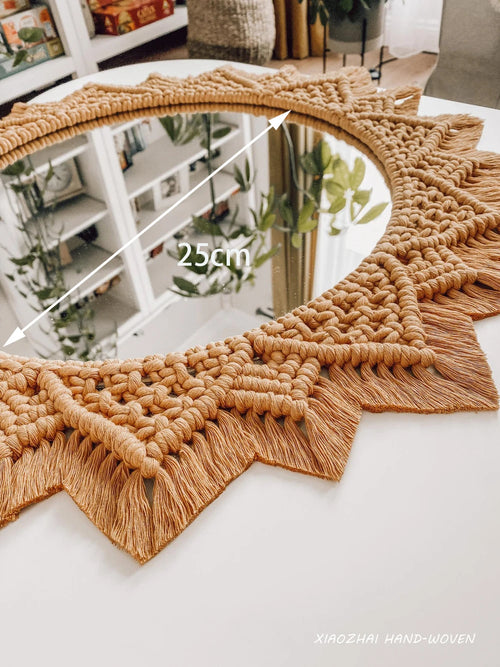 decorative macrame mirror bohemian style for interior decoration - vue 11 sur 11