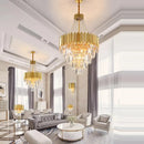 Art deco crystal chandelier in stainless steel with LED lighting