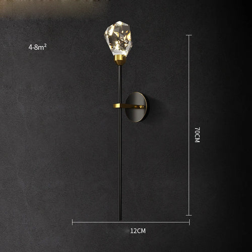 applique murale design en cuivre noir or cristal et pierre - vue 18 sur 22