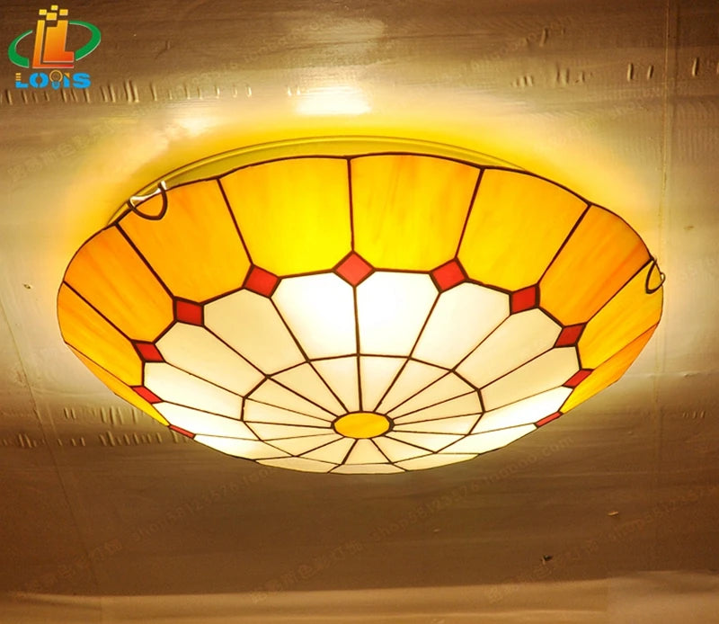 Tiffany style stained glass ceiling light for children's princess decor