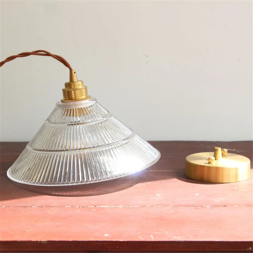 Modern loft LED pendant light in glass and brass - vue 7 sur 6