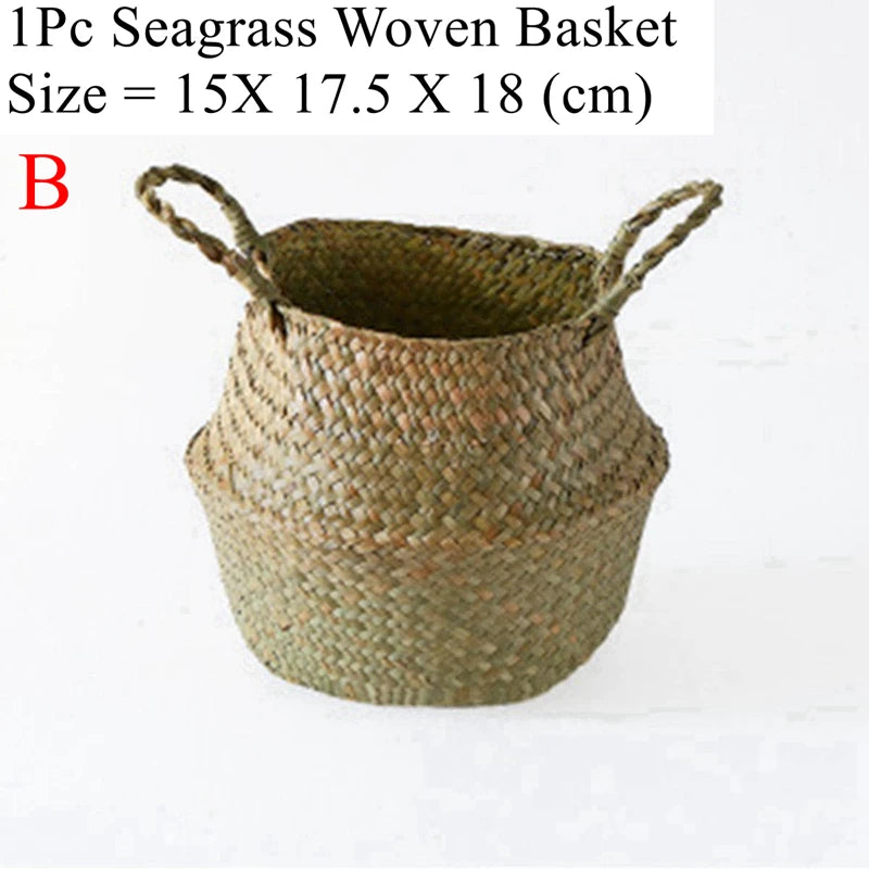 rattan seaweed wicker basket for storage and picnic - vue 8 sur 13