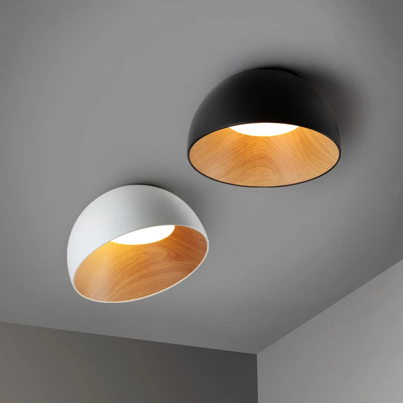 Modern simple wood LED chandelier for indoor spaces, white or black