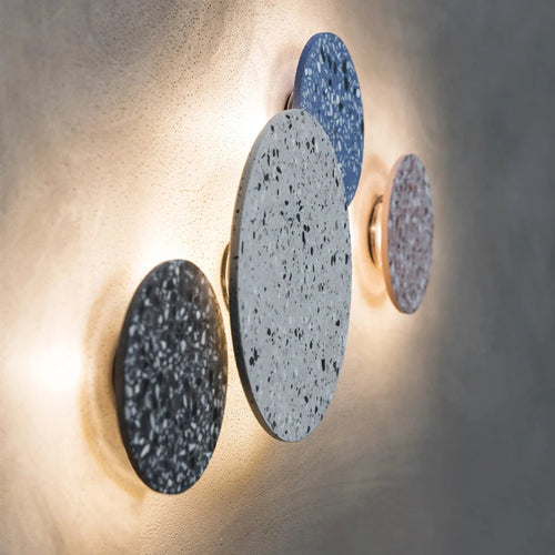 Waterproof round LED outdoor wall light terrazzo and acrylic, indoor or garden lighting - vue 3 sur 15