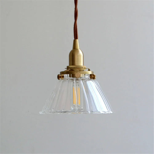 Industrial loft LED pendant light retro brass glass hanging lamp - vue 4 sur 8