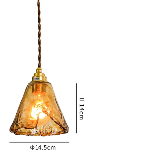 Adjustable vintage Japanese-style LED wood and copper pendant light - vue 12 sur 21