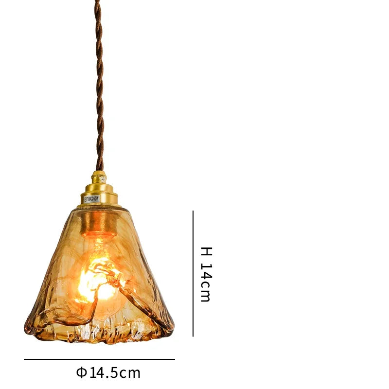 Adjustable vintage Japanese-style LED wood and copper pendant light - vue 12 sur 21