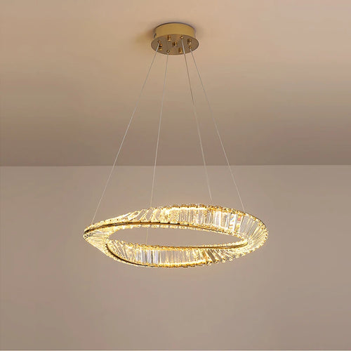 Dimmable gold and silver crystal LED chandelier - vue 4 sur 13