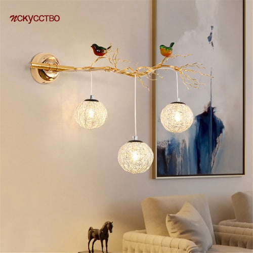 Nordic aluminium bird nest LED wall light romantic - vue 3 sur 11