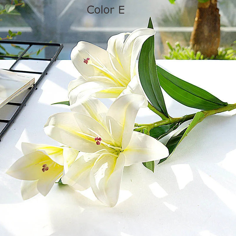 Artificial silk lily flower decoration for weddings, photography and crafts - vue 7 sur 10