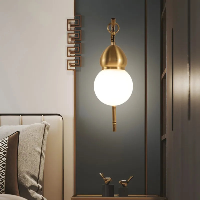 Chinese style gourd wall light for interior decoration