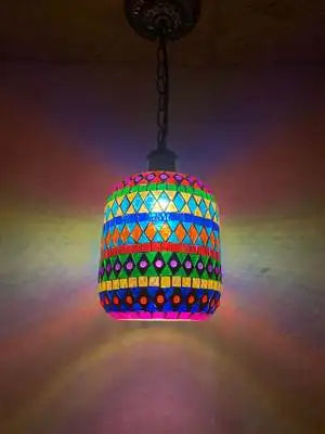 Retro vintage bohemian style Turkish mosaic LED pendant light - vue 13 sur 14