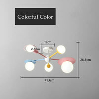 Nordic children's chandelier with glass shade and cartoon LED