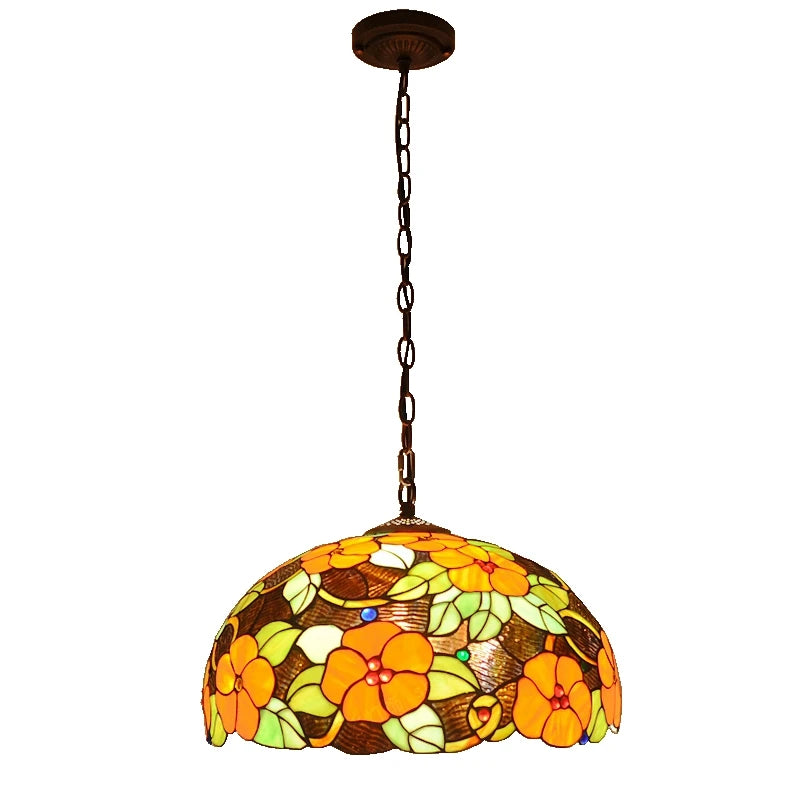 Tiffany style floral glass chandelier for restaurant and bar
