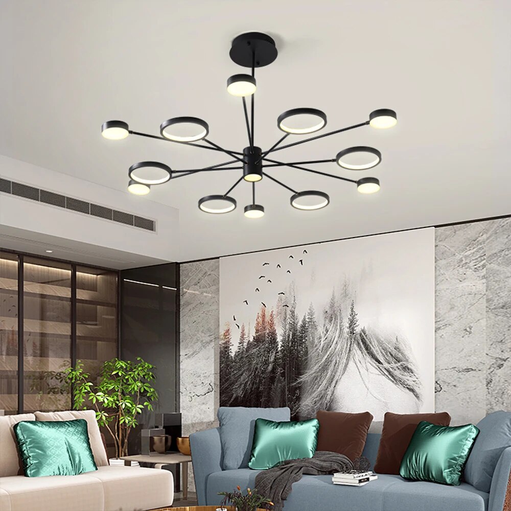 Black Iron Multi-Head LED Ceiling Light