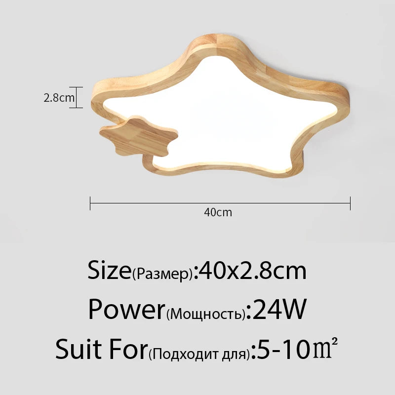 Minimalist star wooden decorative ceiling light