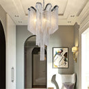 Modern aluminium chandeliers with chain and LED tassels