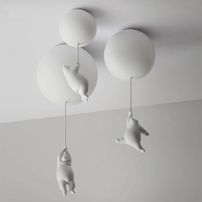 Animated bear LED ceiling light for children's bedrooms and living room decor - vue 5 sur 20
