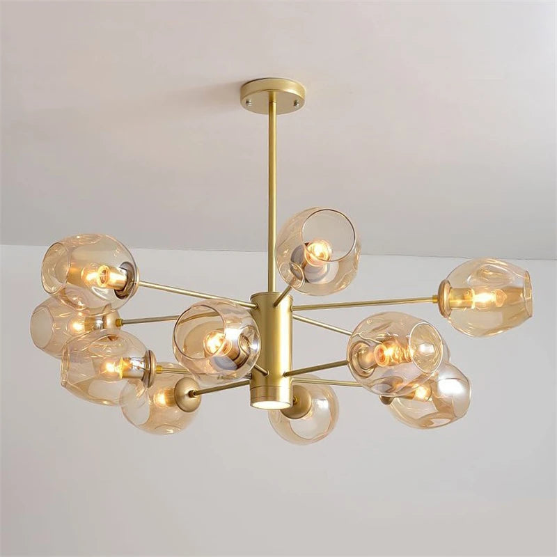 Modern Nordic glass and iron chandelier for decoration
