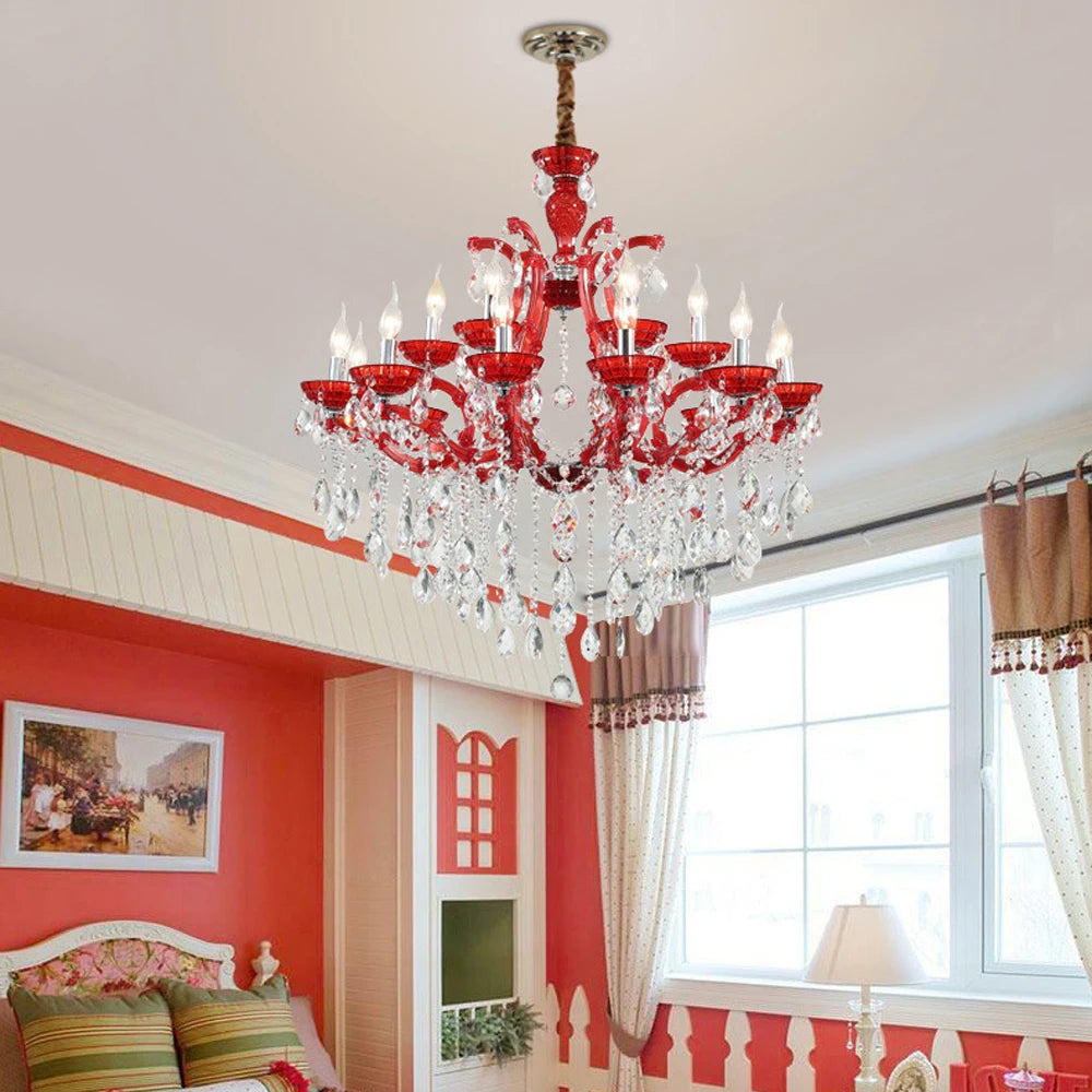 Modern iron and glass crystal art deco chandelier pendant light - vue 5 sur 9