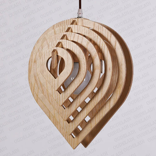 Modern wood pendant light nordic water drop style decorative ideal for lofts - vue 6 sur 11