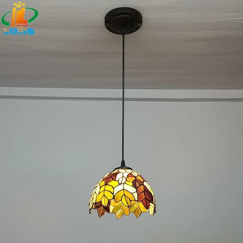Tiffany-style glass chandelier for restaurants and retro cafés - vue 3 sur 6