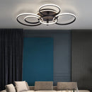 Modern led chandelier with rings, remote/app control, 1–5 rings, black or white