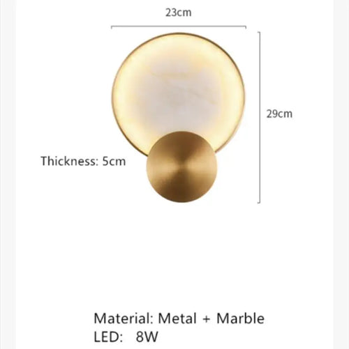 Round two-light natural marble LED pendant for indoor decoration