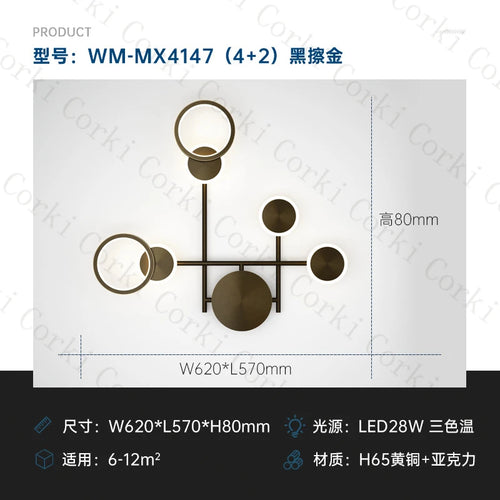 modern rotating LED wall light with three dimmed lights - vue 12 sur 16