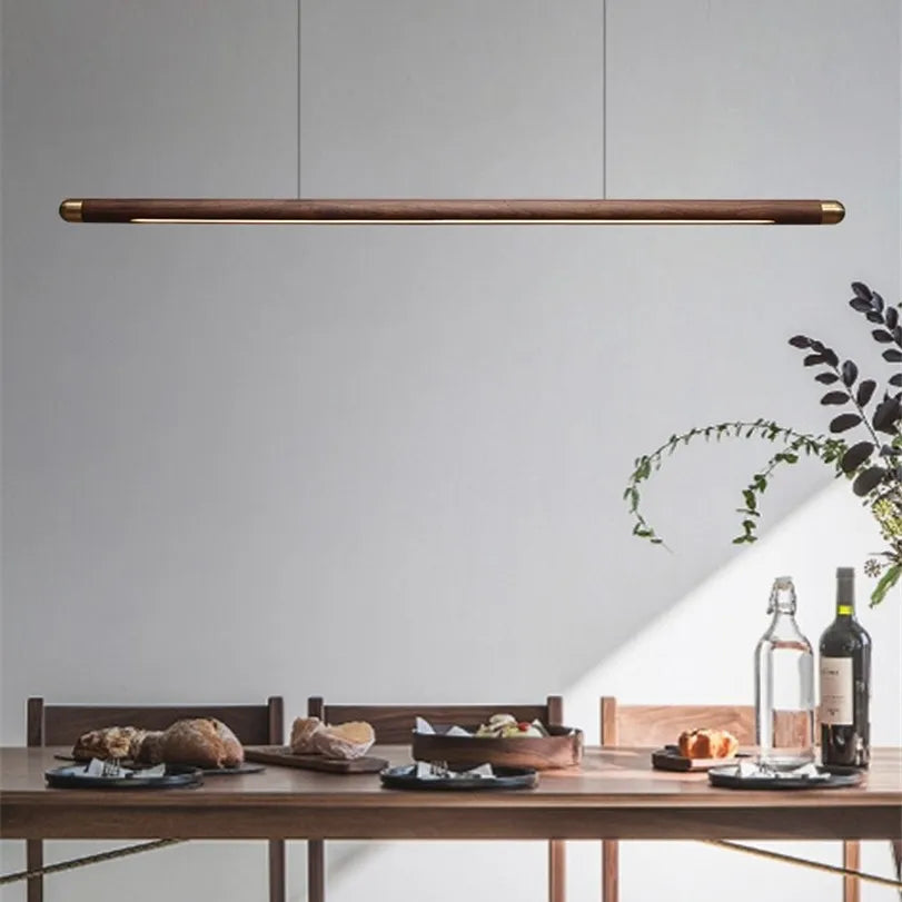 minimalist wooden design pendant light with LED strip