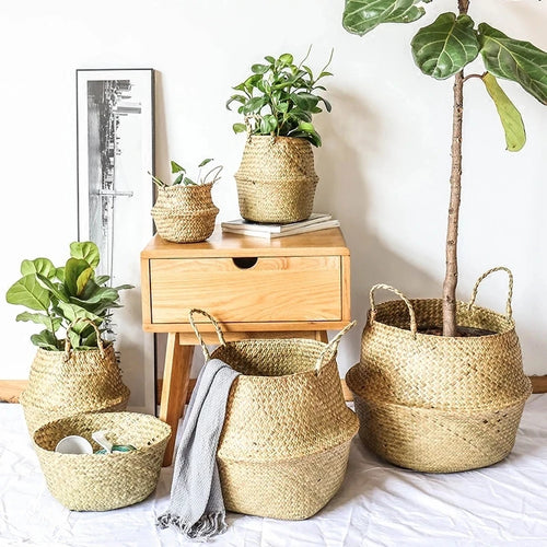 rattan seaweed wicker basket for storage and picnic - vue 5 sur 13
