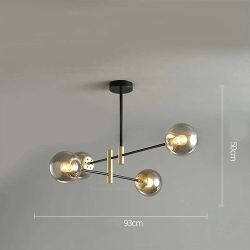 Modern LED glass ball chandelier nordic creative lighting - vue 13 sur 18