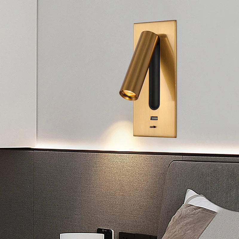 Multifunction LED wall light with built-in USB charger