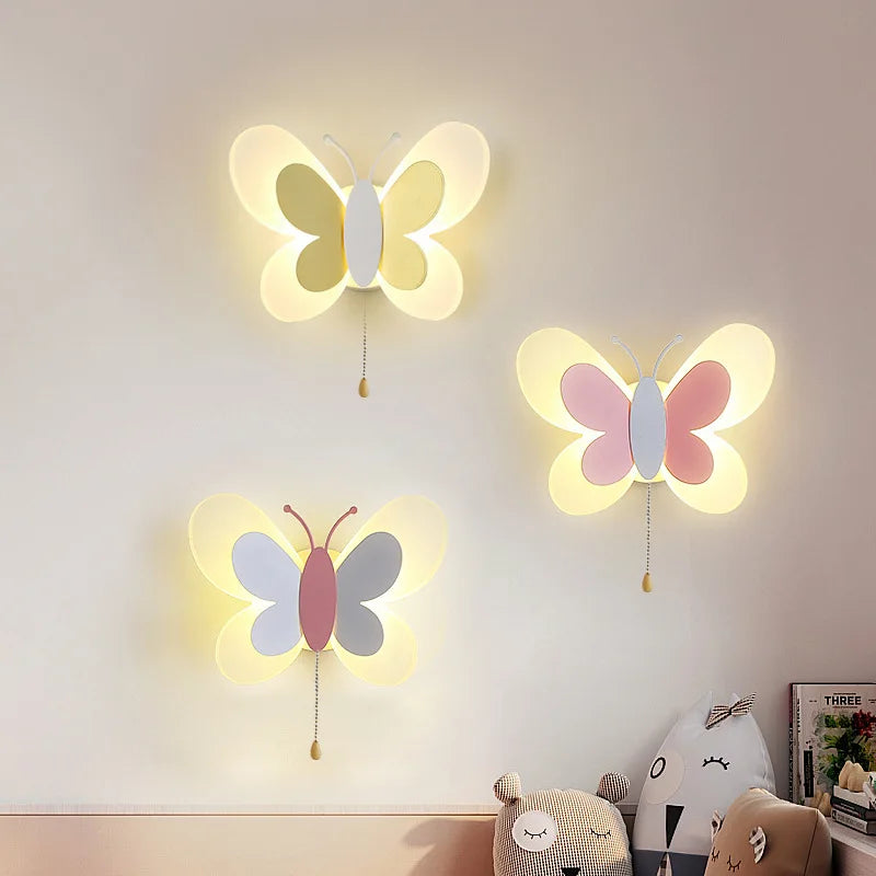 Creative cartoon butterfly LED wall light for children