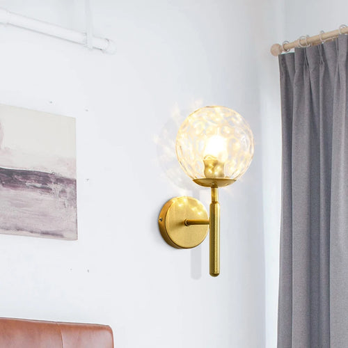 Nordic wall light with luxurious forged glass water pattern